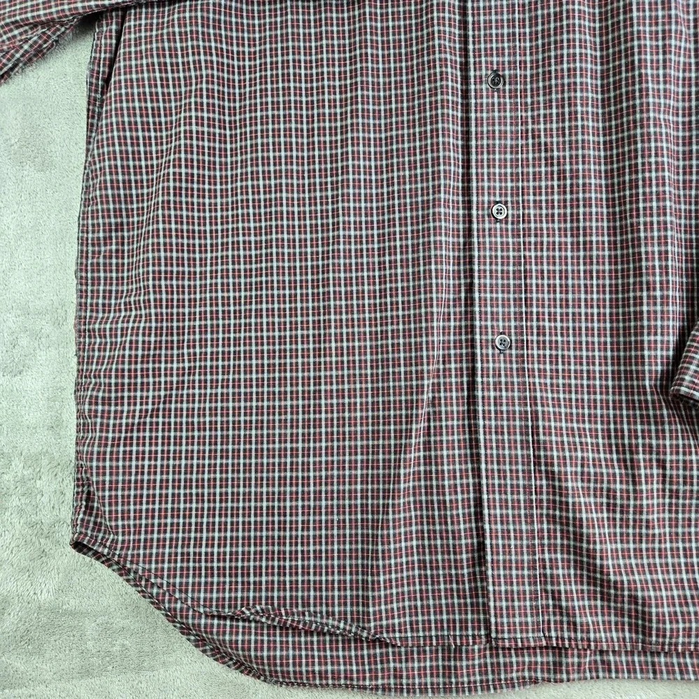 Banana Republic Shirt Mens XL Gray Red Checkered Long Sleeve Casual Career Work